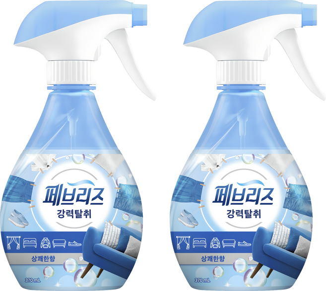 페브리즈 강력탈취 섬유탈취제 상쾌한향 본품, 370ml, 2개