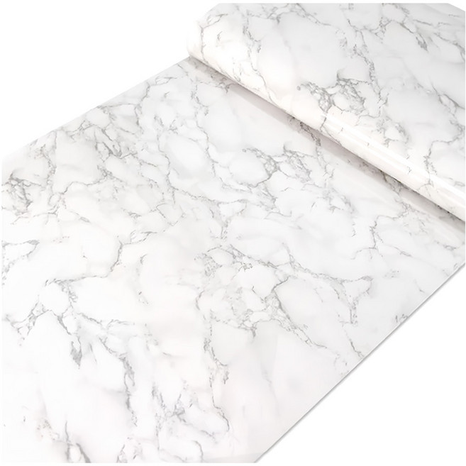 WA. WALL ART INDOORS 拋光大理石自黏防水壁紙, 花石紋 白色