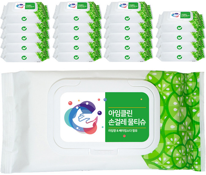 아임클린 손걸레 엠보싱 물티슈 캡형 80매, 20개