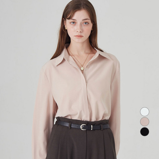 ELLE PARIS 링클프리 히든버튼 셔츠 블라우스