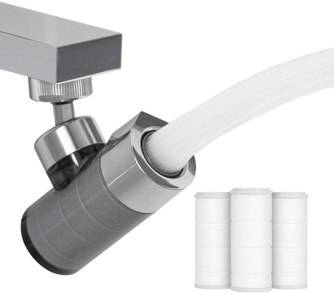 해피달링 시그니처 워터탭 세면대 필터 수전 + 필터 3P 세트, 블랙 실버, 1세트