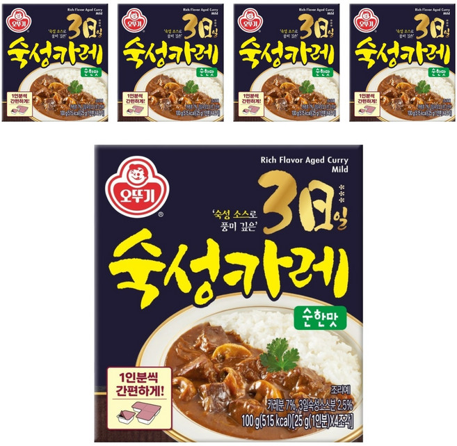 오뚜기 3일 숙성카레 고형 순한맛, 100g, 5개