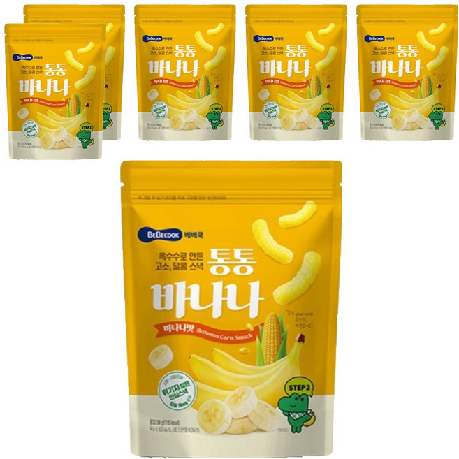 베베쿡 유아용 통통바나나 과자, 바나나, 30g, 6개
