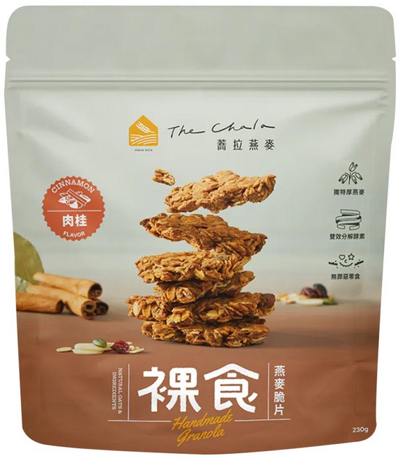 The Chala 蕎拉燕麥 裸食燕麥脆片 肉桂, 230g, 1包