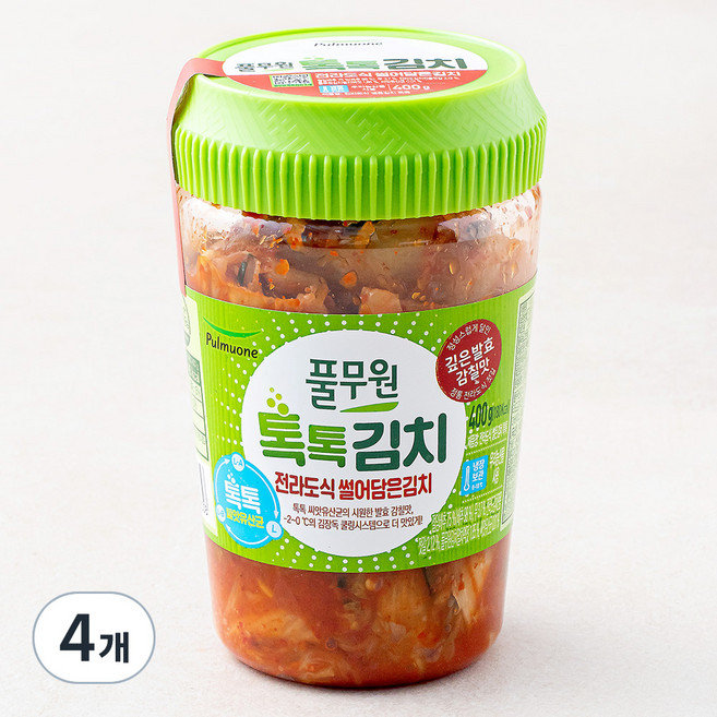 풀무원 톡톡 전라도식 썰은김치 용기형, 400g, 4개