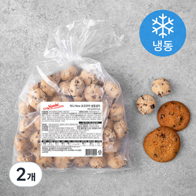 맨치트 미니 New 초코쿠키 황색 냉동생지, 900g, 1개입, 2개