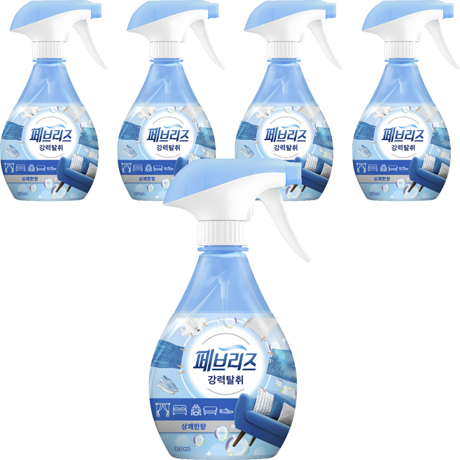페브리즈 강력탈취 섬유탈취제 상쾌한향 본품, 370ml, 5개