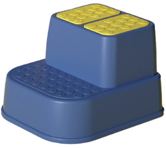 큐랑 어린이 미끄럼방지 논슬립 다용도 발판 의자 2단 안전 디딤대, 블루