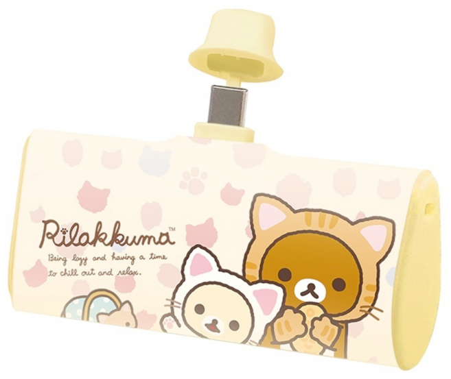 Rilakkuma 拉拉熊 PD快充 直插式口袋隨身行動電源 TypeC 77 x 48 x 26mm 94g, PRL-115(Type-C), 點心時間 米黃色