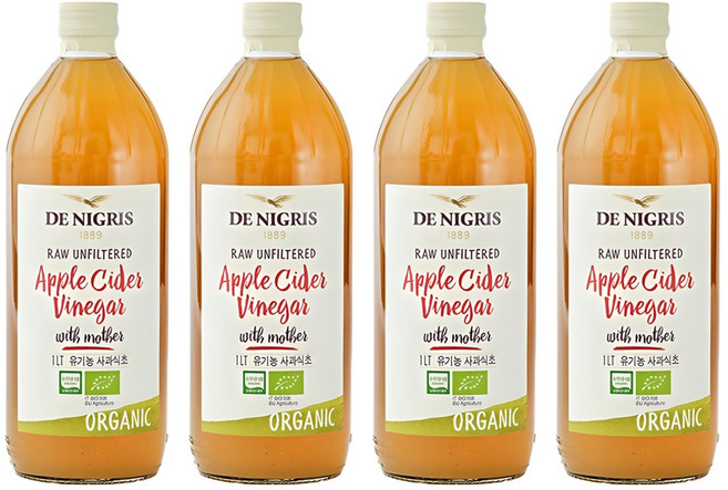 데니그리스 유기농 사과 식초, 1L, 4개