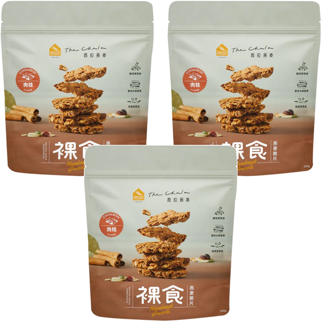 The Chala 蕎拉燕麥 裸食燕麥脆片 肉桂, 230g, 3包