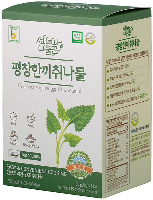 선녀와나물꾼 평창 한끼 취나물 박스타입, 50g, 1박스