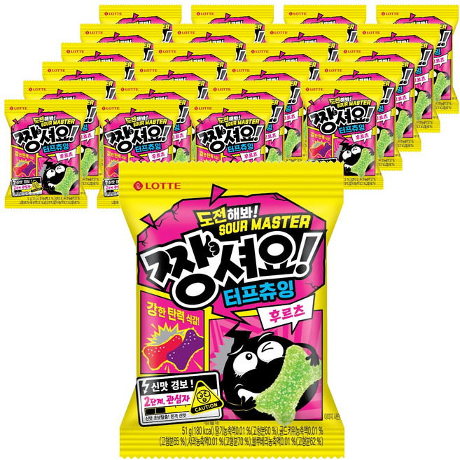 롯데웰푸드 짱셔요 터프츄잉 후르츠, 51g, 24개