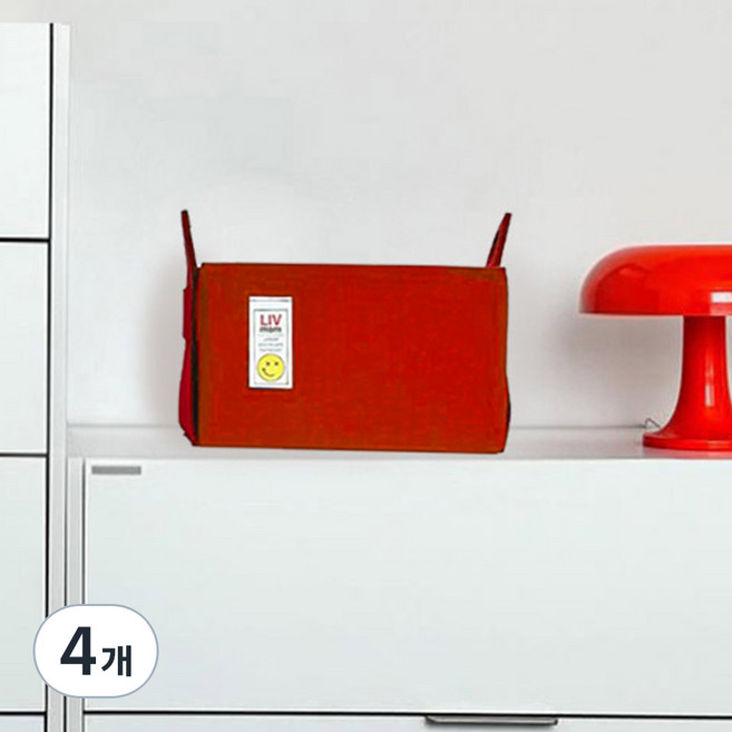 리브맘 접이식 펠트 비비드 수납바구니, 레드, 4개
