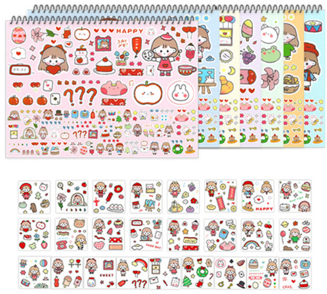 영아트 스케치북 7p + 캐릭터 스티커 25종 세트, 8절, 1세트