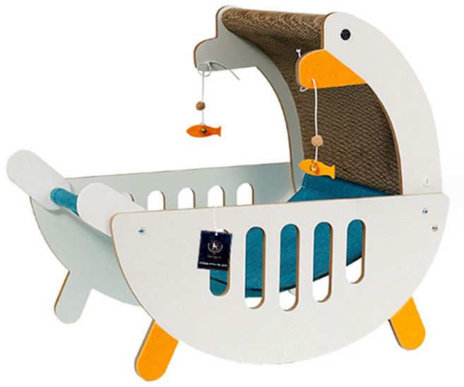 딩동펫 반려동물 코지 거위 다용도 고양이 스크래쳐 해먹, 화이트, 1개