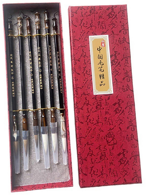 MaDaKkuMi 禮品用書法毛筆 兼毫筆3支 + 狼毫筆3支, 大 / 中 / 小, 1套