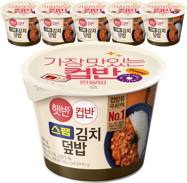 햇반컵반 스팸김치덮밥, 251g, 6개