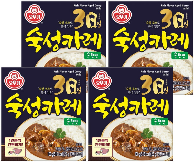 오뚜기 3일 숙성카레 고형 순한맛, 100g, 4개