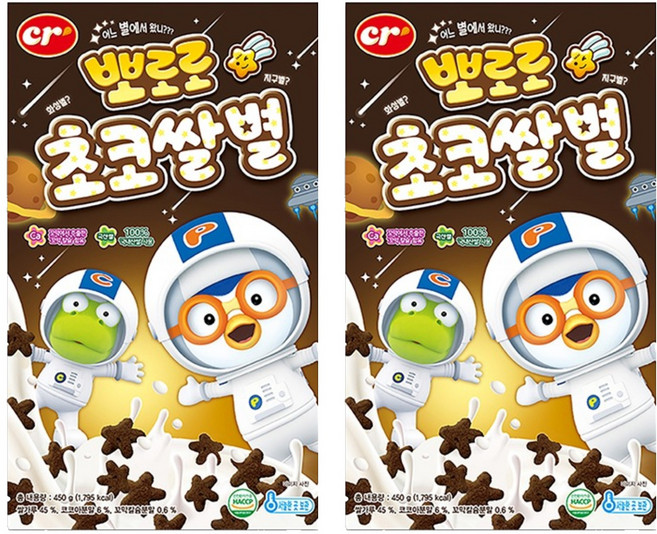 씨알로 뽀로로 초코쌀별 시리얼, 450g, 2개