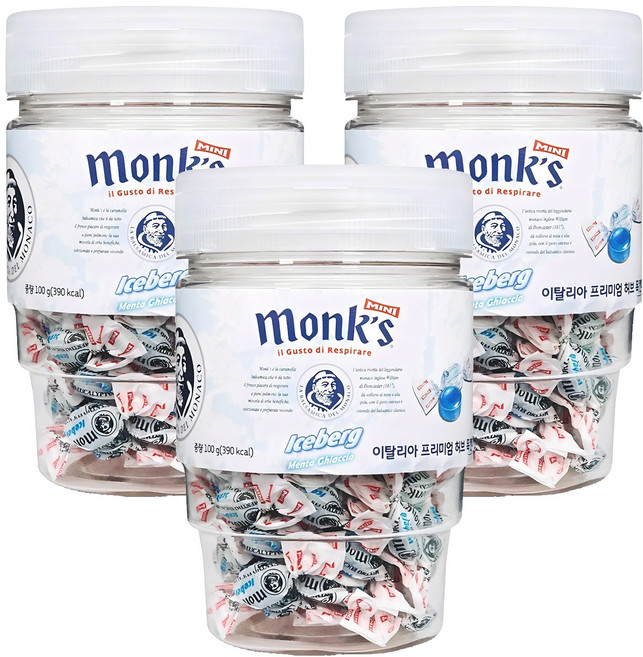 Monks 아이스버그 캔디, 100g, 3개