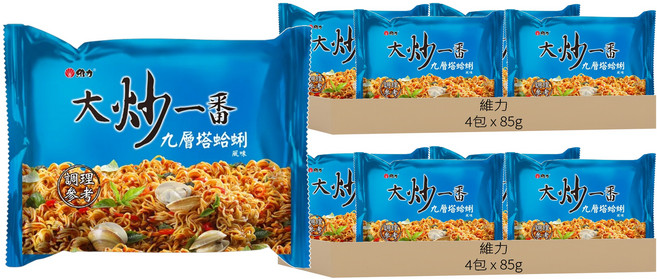 維力 大炒一番 九層塔蛤蜊風味麵 85g, 8包