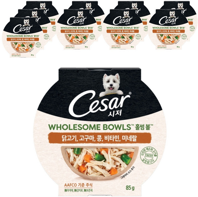 시저 1세 이상 강아지 홀썸볼 습식사료, 닭, 85g, 10개