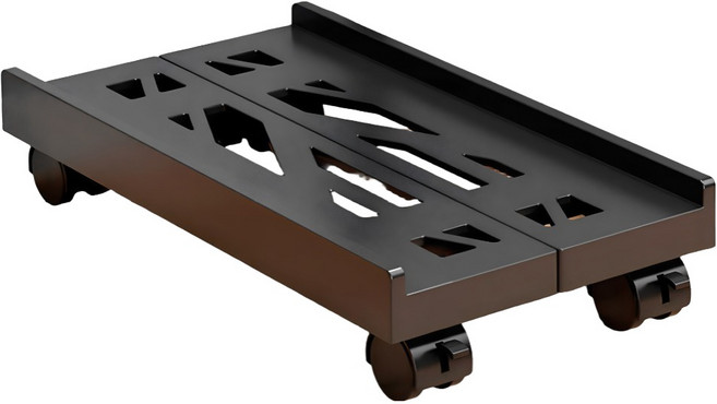 YUNMI 萬向輪拖拉可伸縮移動式電腦主機散熱支架, 1個, 黑色