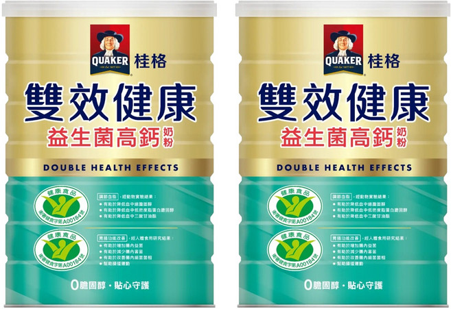 QUAKER 桂格 雙效健康益生菌高鈣奶粉, 750g, 2罐