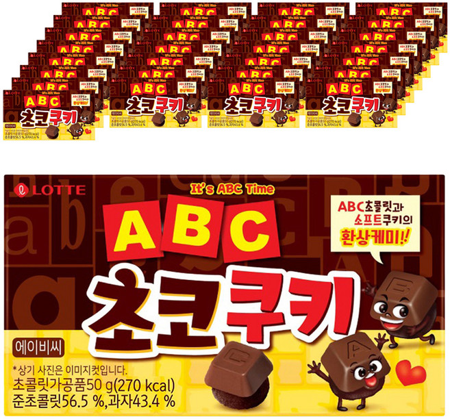 LOTTE 樂天 ABC字母巧克力餅乾, 50g, 36盒