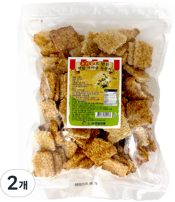 韓國米製造 古早味鍋巴, 1kg, 2個