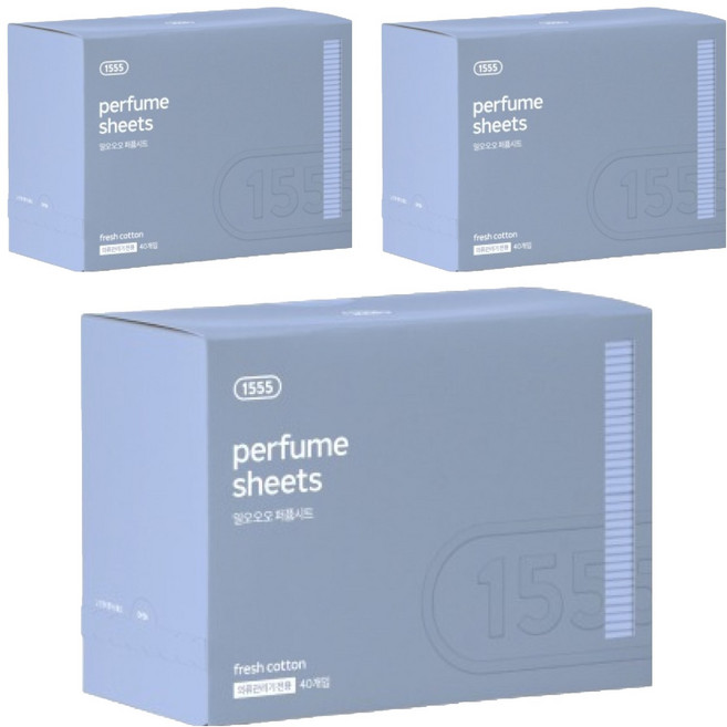 1555 의류관리기 퍼퓸시트 프레쉬 코튼향, 40매, 3개