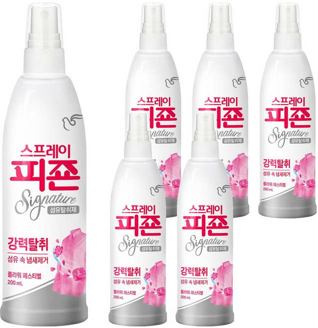 피죤스프레이형 섬유탈취제 강력탈취 시그니처 본품 플라워 페스티벌, 200ml, 6개