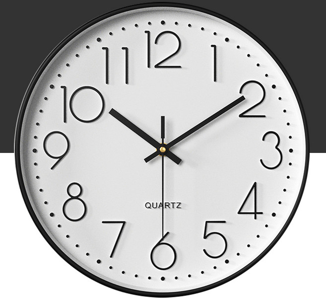 루아즈 인테리어 무소음 원형 베이직 벽시계 30cm, 화이트블랙