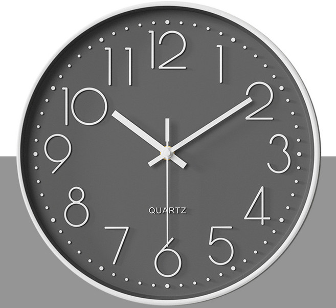 루아즈 인테리어 무소음 원형 베이직 벽시계 30cm, 그레이화이트