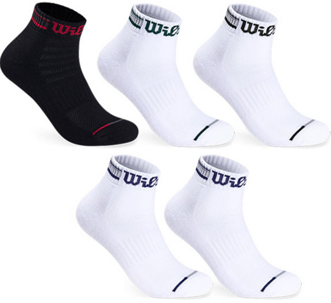 윌슨 남성용 스포츠 쿠션 프론트 컬러네임 발목양말 세트, MIX, 5개