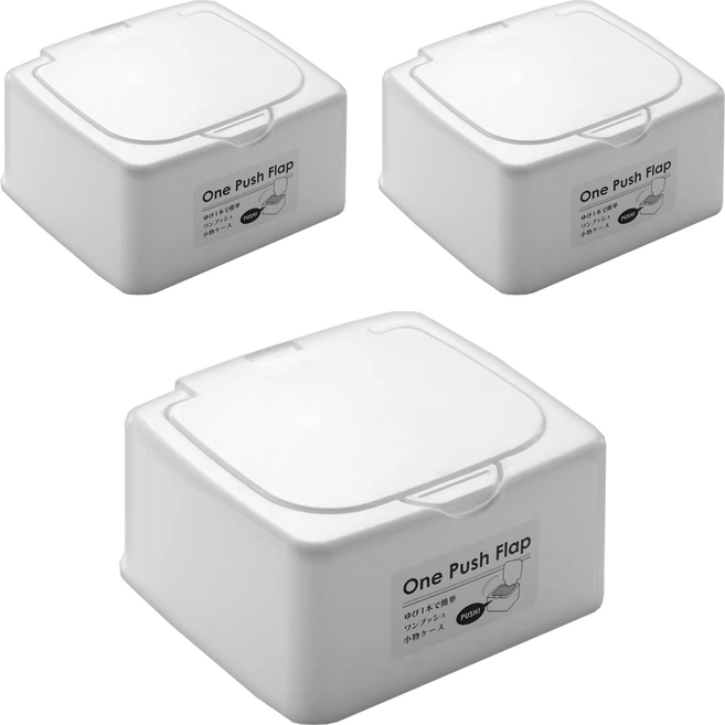 YAMADA 山田化學 949 按壓蓋收納盒 小 3個, 白色, 1組