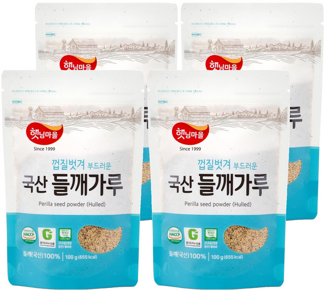 햇님마을 껍질벗겨 부드러운 국산 들깨가루, 100g, 4개