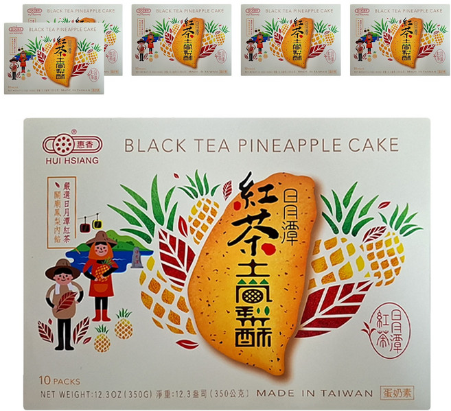 惠香 台灣造型日月潭紅茶土鳳梨酥禮盒 10顆, 350g, 6盒