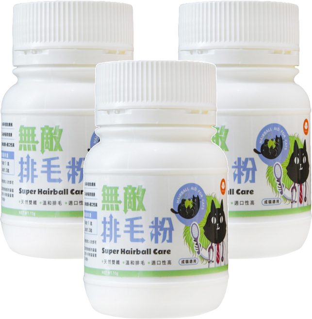 ParkCat 貓樂園 天然雙纖排毛粉 鮮雞 70g, 3個, 1份, 消化+腸道健康