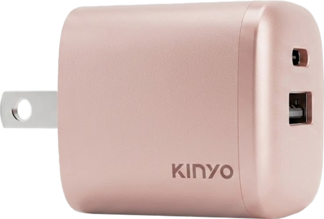 Kinyo 氮化鎵雙孔充電器, 粉色, 1個
