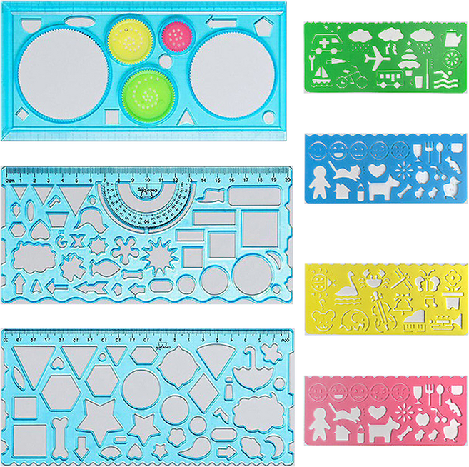 바코젤 모양 도형자 7종 세트, 블루, 1세트