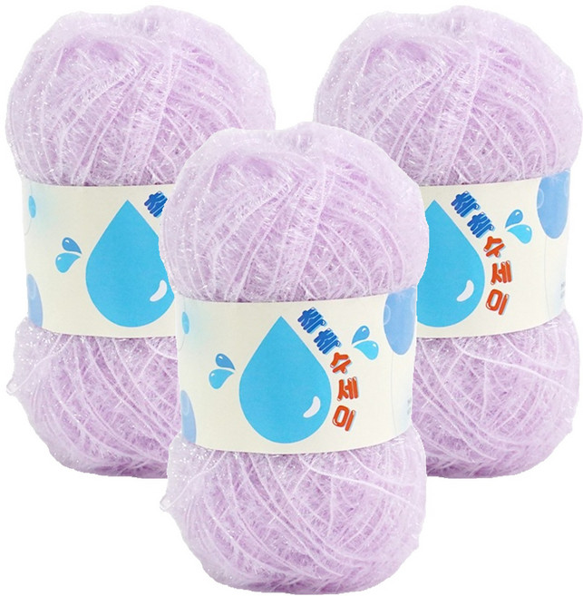 쎄비 촉촉 수세미실, 파스텔라벤더, 3개