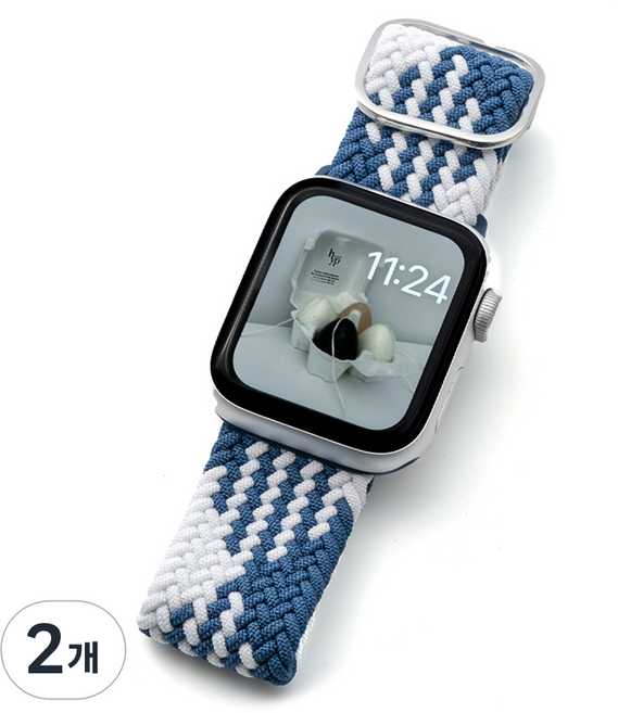 NUART Apple Watch 相容尼龍單圈錶帶, 藍白色, 2個