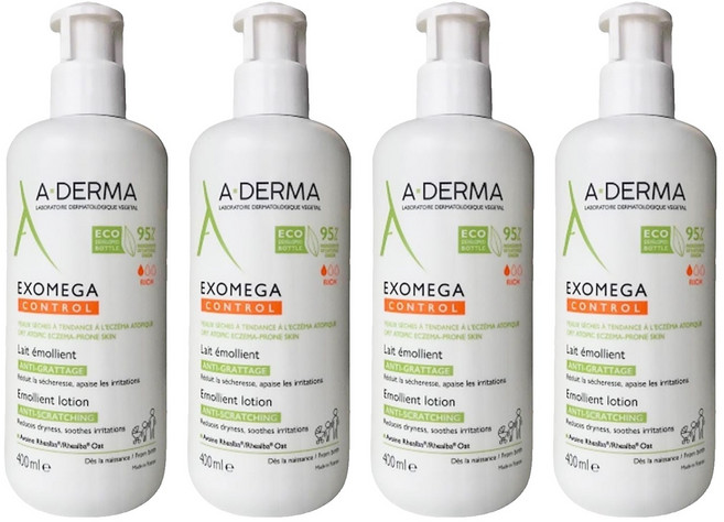 A-DERMA 艾芙美 燕麥新葉益護佳乳液 舒緩乾燥 減少搔抓 適用於嬰幼童/成人/老年人, 4件, 400ml