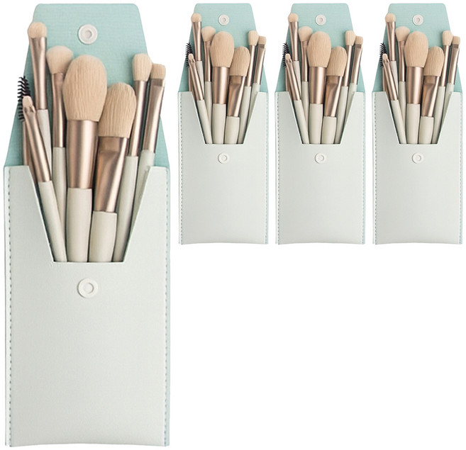 쭈니즈 메이크업 브러쉬 립 아이 블러셔 쉐딩 파우더 미니 브러쉬세트, 연파랑, 4개