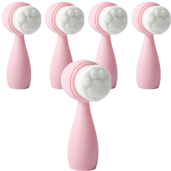 딥톡 실리콘 미세모 세안 클렌징 브러쉬 DT0338, 5개, 핑크