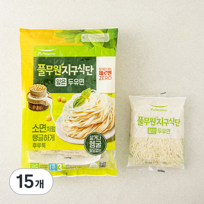 풀무원 지구식단 얇은 두유면, 150g, 15개