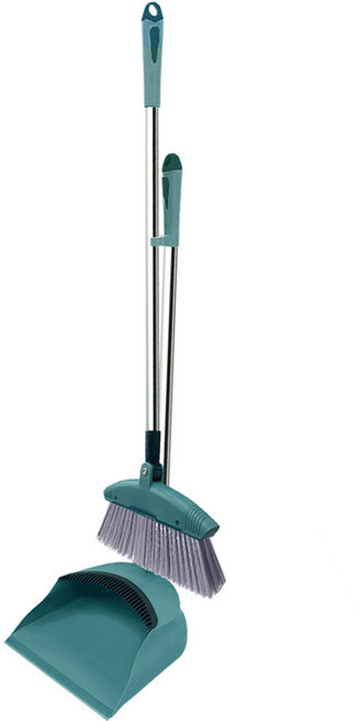 EASY CLEANER 家簡塵除 易淨掃(兩節式)掃把畚斗組, 1組, 綠色