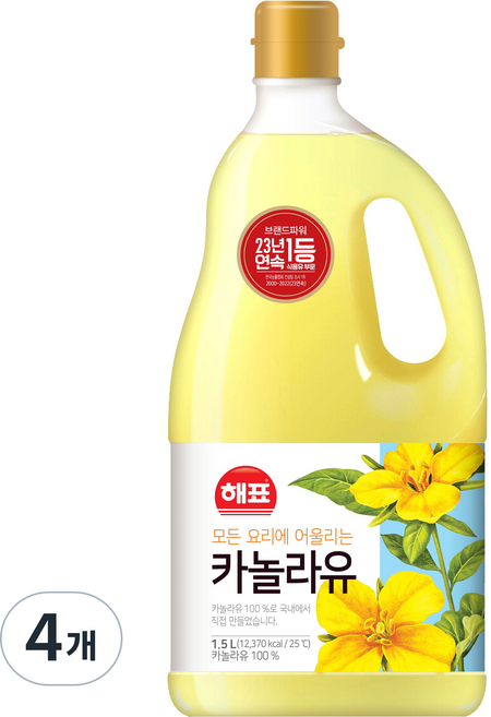 해표 카놀라유, 1.5L, 4개